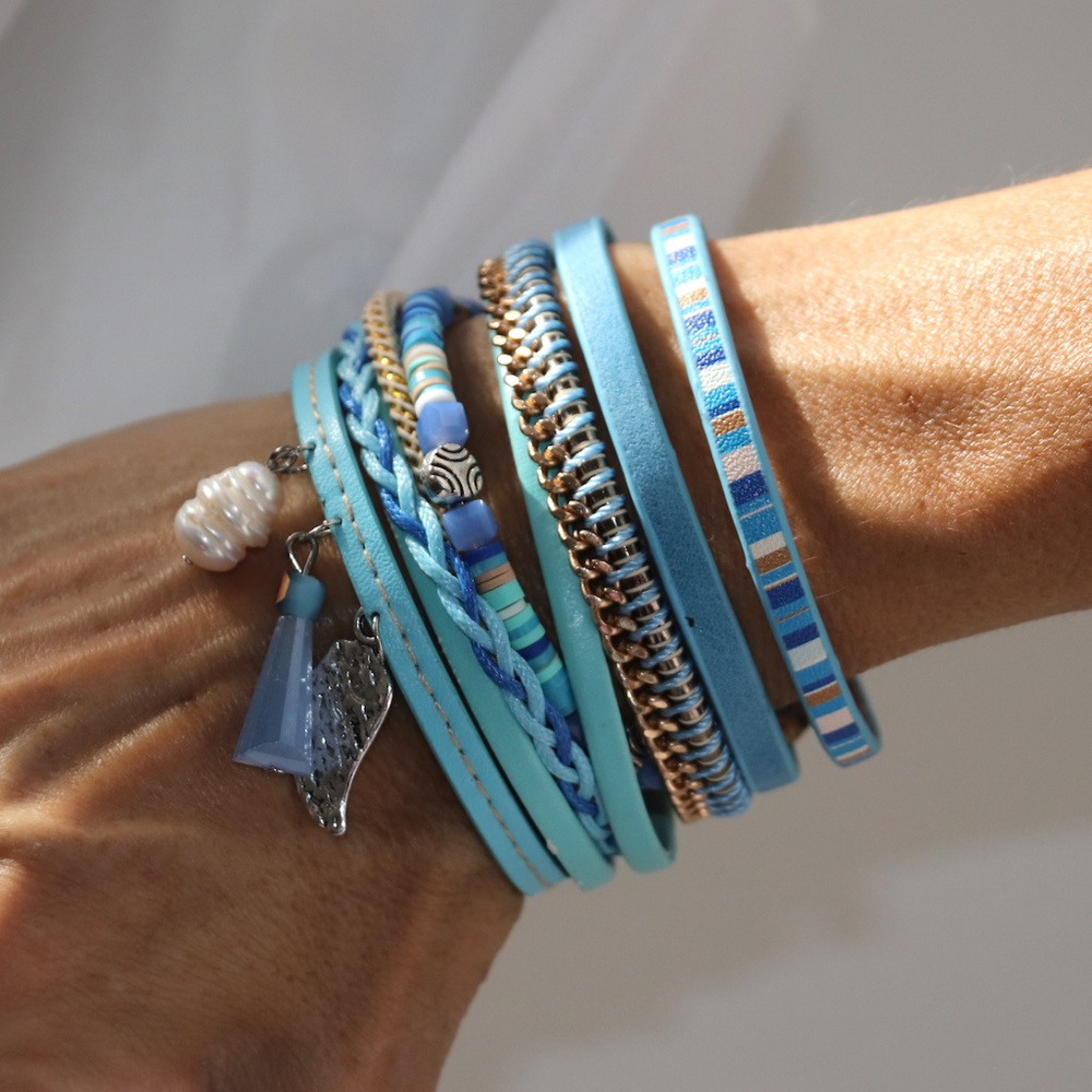 SUMMER 2024 Bracelet LOLILOTA blue with charms French Designer